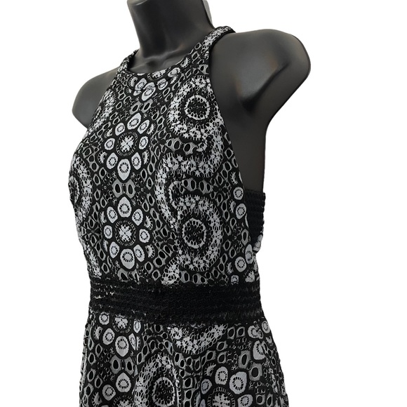 CITY TRIANGLES black + white lace high-neck halter skater mini dress [9 … - Picture 5 of 9